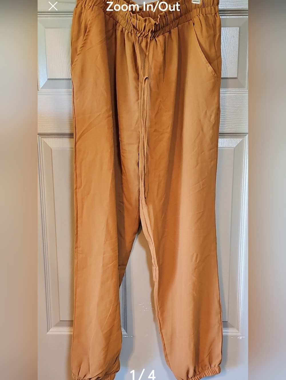 Emery Rose Camel lightweight paperbag waist knot front jogger pants 0XL